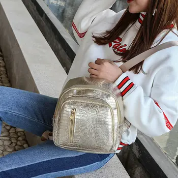 

Women Leather Backpack Fashion Ladies Crocodile Pattern Backpacks For Teenage Girls Multifunctional Travel Shoulder Bag Bagpack