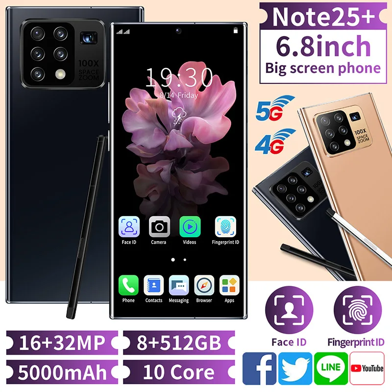 FullScreen Galxy N25+ Smartphone 8-core 128/256 GB