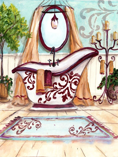HUACAN 5D алмазная вышивка ванная комната пейзаж алмазная мазайка декор для дома - Цвет: 5868