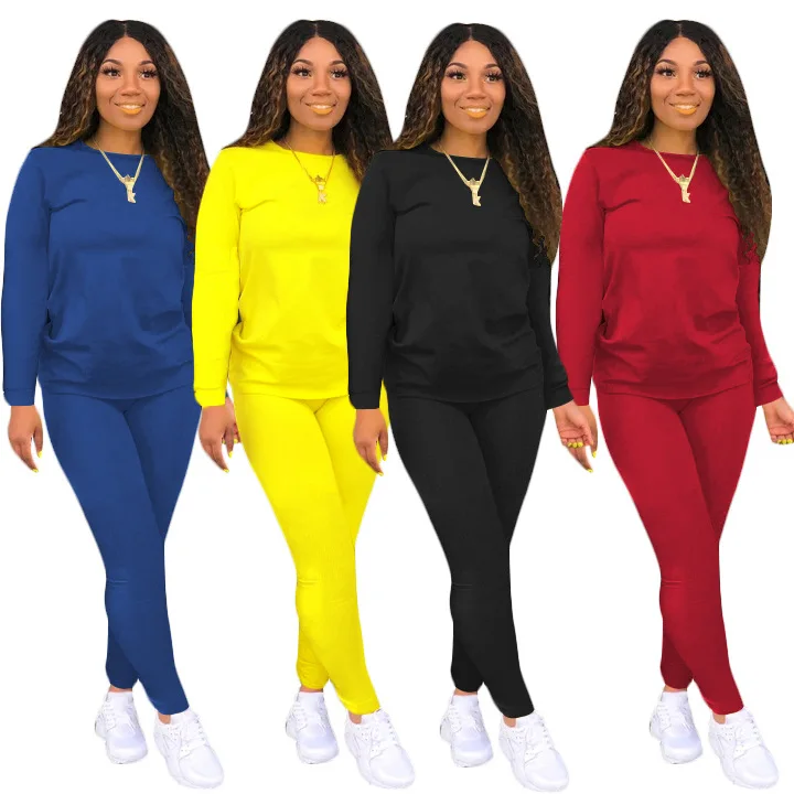 

2020 Summer Women Suit Hot Style Model Solid-color Long Sleeves & Trousers European and American Two Piece Set Casual Fashion