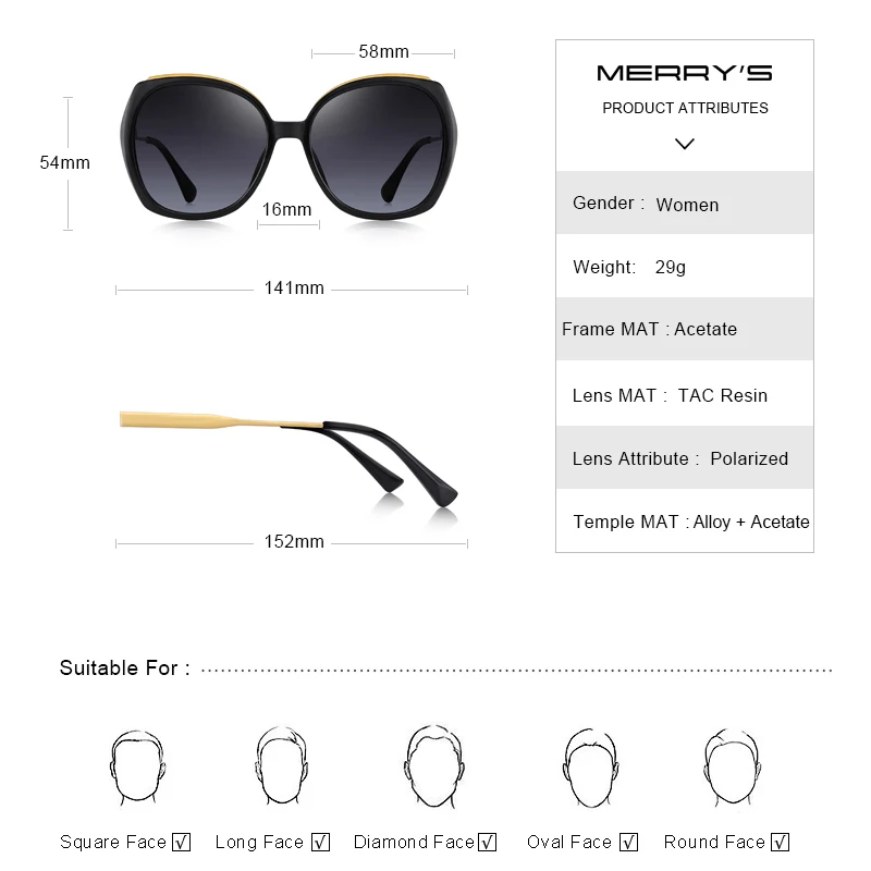 Kopen MERRYS ONTWERP Vrouwen Luxe Merk Trending Gradiënt Zonnebril Dames Mode Gepolariseerde zonnebril UV400 Bescherming S6323