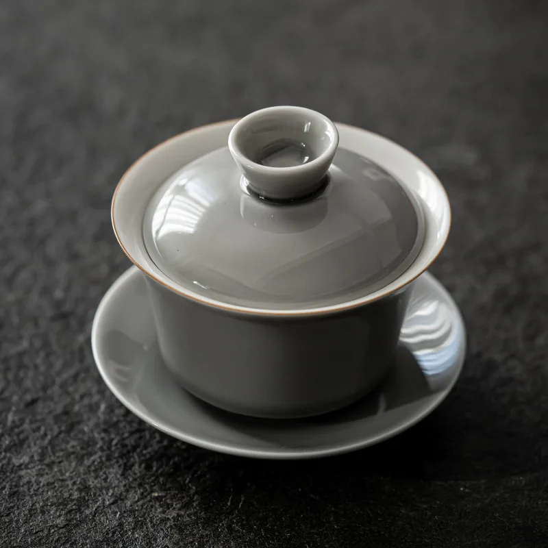 Glaze Lid Bowl Japanese Style Handmade Ceramic Gaiwan Tea Cup Tea Bowl Kung Fu Set Chinese Gaiwan