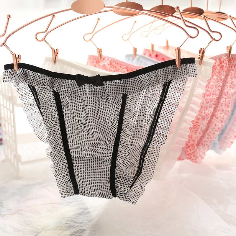 

new Underwear 5pc/lot lace lovely T panties striped bow Low Waist Briefs Young Girl Pants children 12-20y students Teenagers