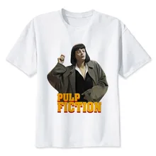Однотонная футболка pulp fiction, новинка года, осенняя и зимняя мужская футболка, модная повседневная футболка с короткими рукавами и круглым вырезом, M-5XL, mr2517