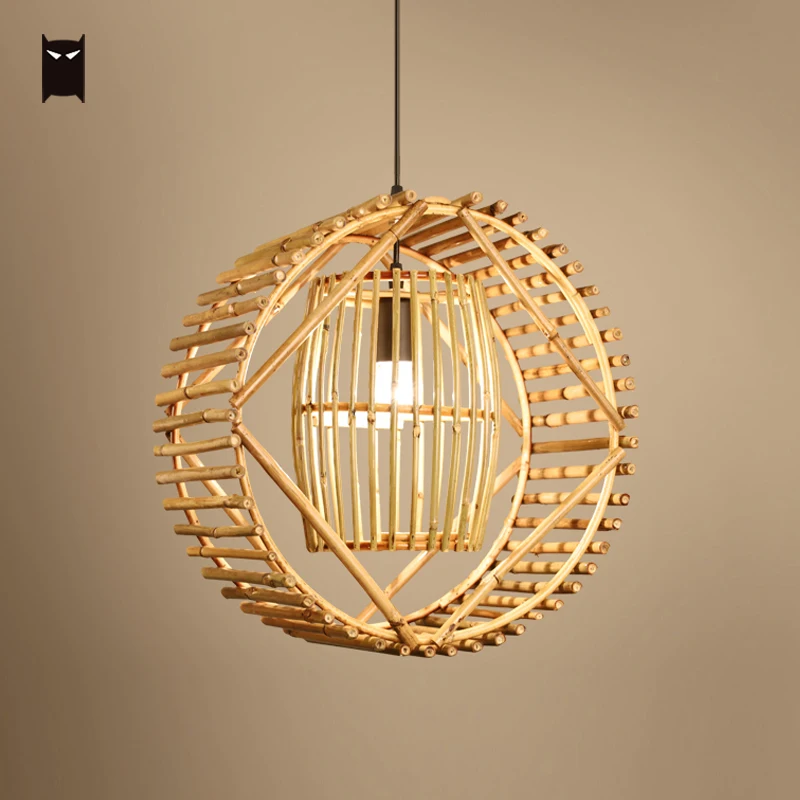Handmade Bamboo Ring Hollow Pendant 