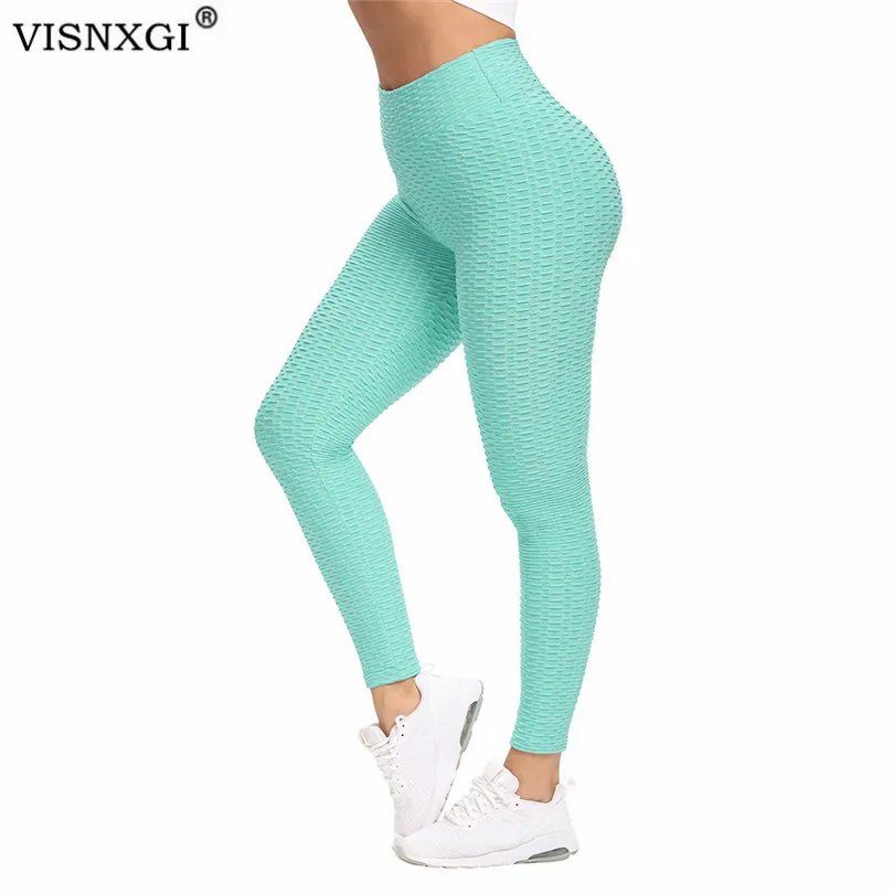 

VISNXGI High Waist Seamless Leggings Push Up Sport Women Fitness Running Pants Hip Fold Elastic Trousers Gym Tights Polyester