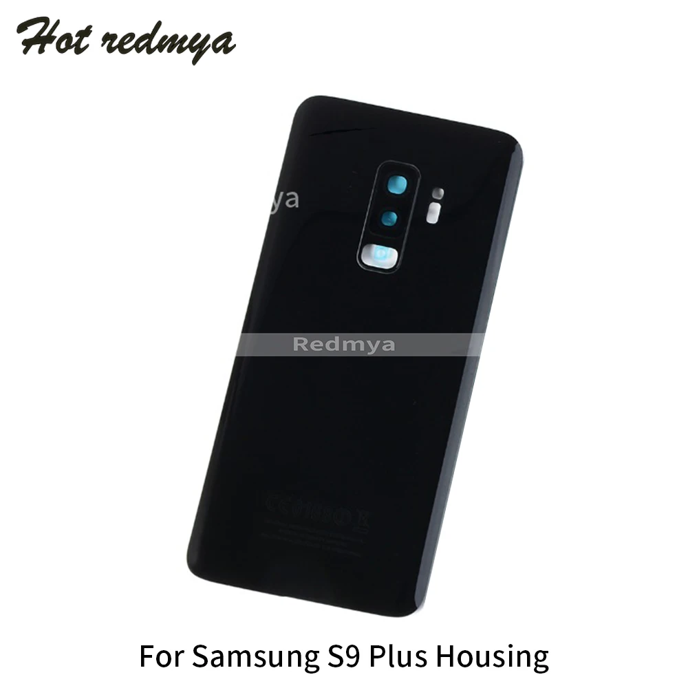 10 шт. Задняя крышка батареи для samsung Galaxy S9 Plus S9+ G965 G965F задняя дверь Чехол стекло Корпус с камерой стекло объектив+ наклейка