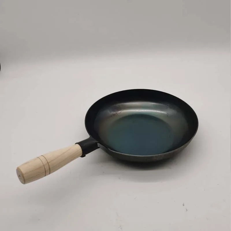 22cm Small Iron Frying Pan with Wood Handle