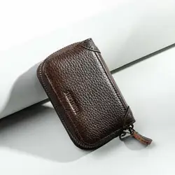 Ретро-кошелек из натуральной кожи с защитой от радиочастотной идентификации, мужской мини-блокирующий считыватель, держатель для