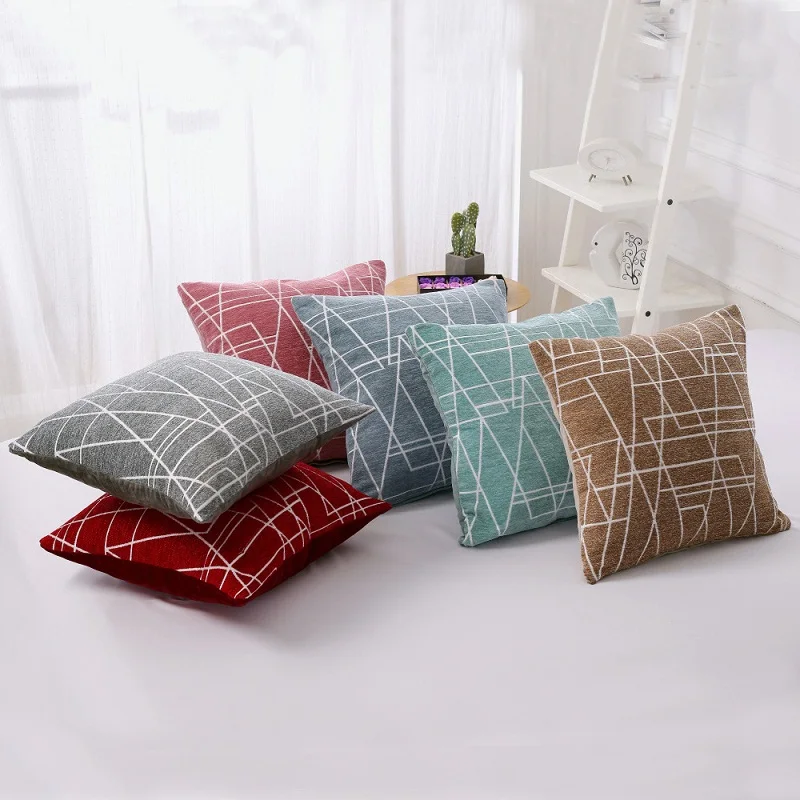

Chenille Solid Geometry Cushion Cover Pillow Case Velvet Pillowcase Home New Year Decorative kussenhoes 45*45 Sofa Throw Pillows