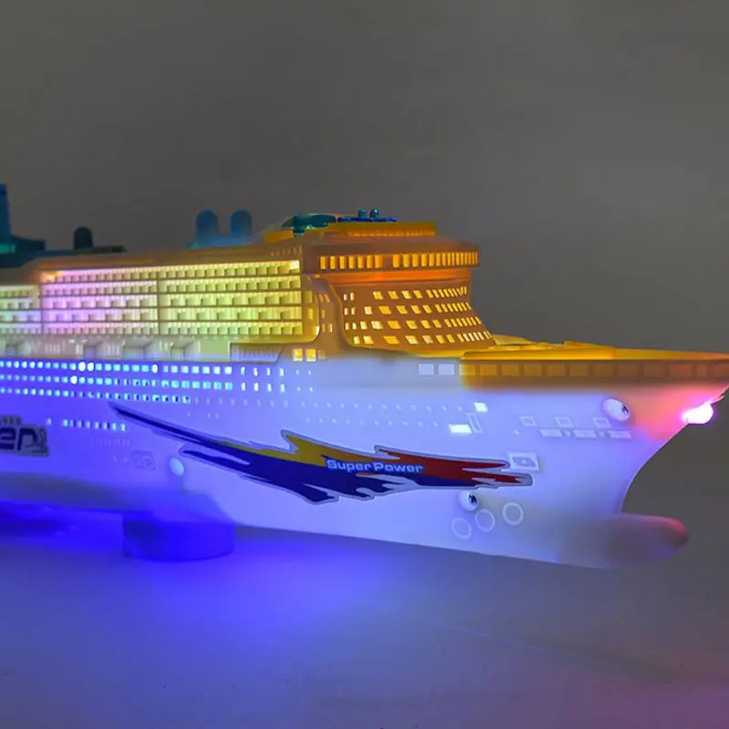 

Simulation Luxury Cruise Ship Toy Boat Model Automatic Steering Music LED Light E65D