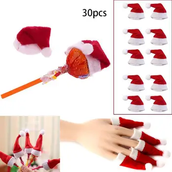

30pcs Mini Lollipop Lollypop Santa Claus Hats XMAS Christmas Finger Cap
