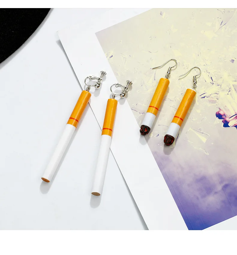 

Creative Punk Cigarette Butts Dangle Drop Earrings Brincos Clip Personality Night Club Harajuku Fashion Jewelry Women Girl Gifts