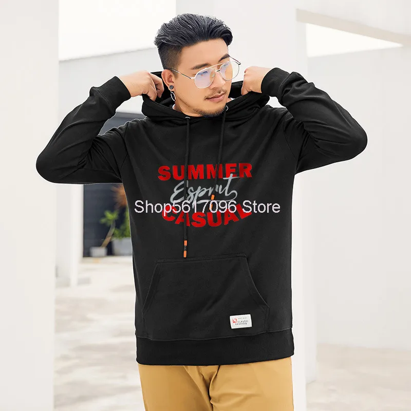 

With Hat Sweater Male Big Size Loose Leisure Letter Printing Hoodie Plus Fat Plus Coat