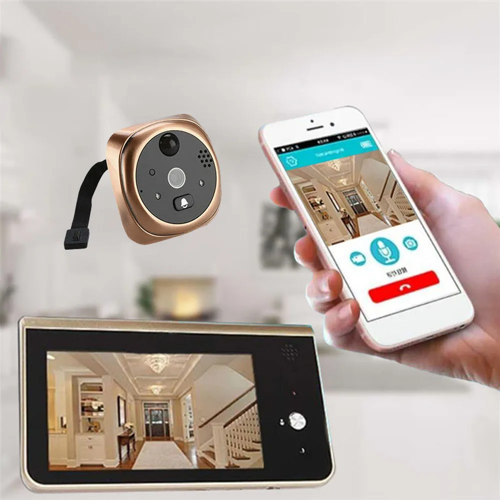 

Home 4.3 Inch LCD Intercom Motion Detection Smart WIFI HD Peephole Video Doorbell Security Wireless Visual Phone Night Vision