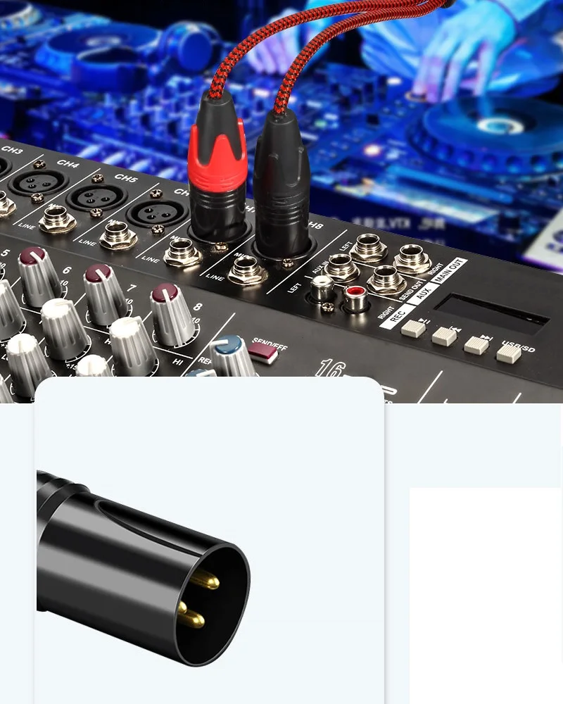 Cabo de Áudio Hifi para Amplificador Console Mixer Cabos Blindados Ofc Dual in ts Mono Jack 635 mm a Xlr Macho de Pinos 1m 2m 3m - Image 4