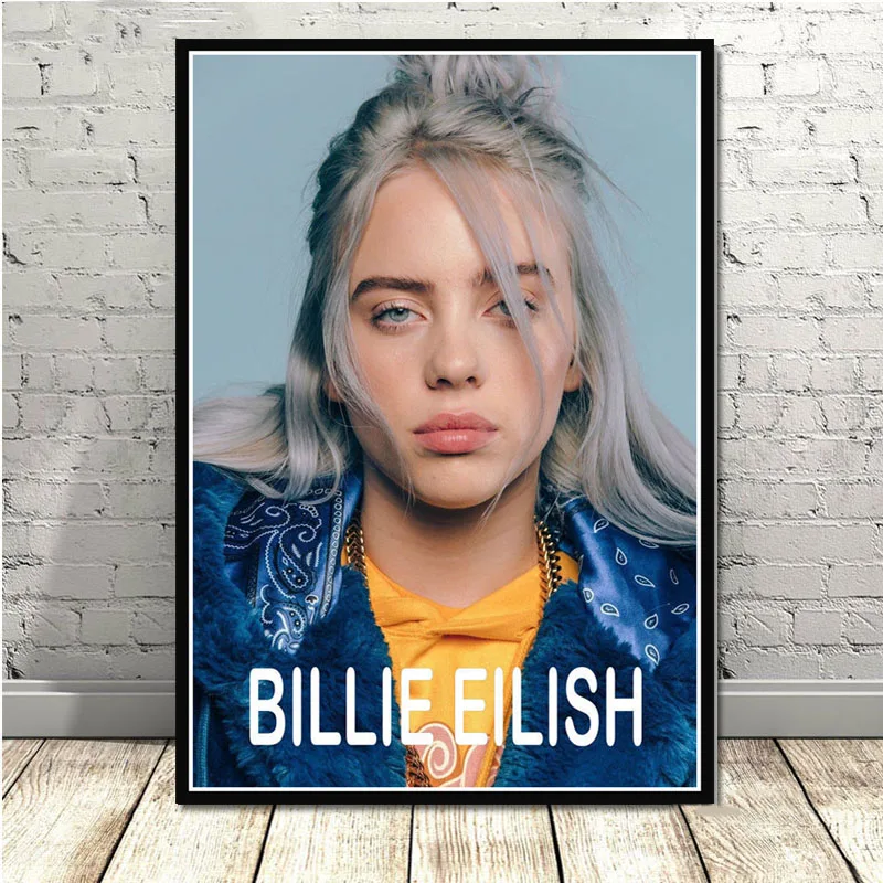 Постер и принты Billie Eilish мы все засыпаем зарыть друг поп-звезда художественная живопись настенные картины для гостиной домашний декор - Цвет: Синий