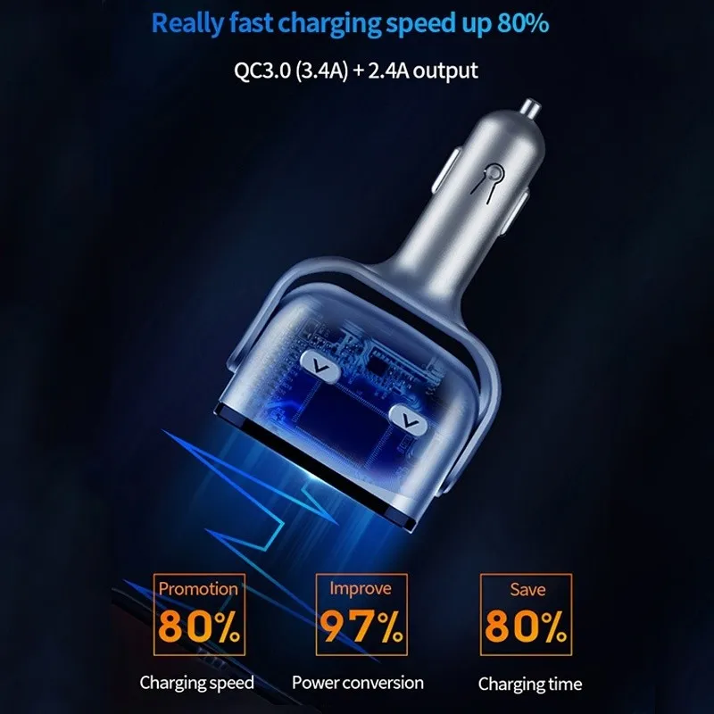 Розетка для автомобильного прикуривателя Разветвитель зарядка двойной QC3.0 USB быстрое зарядное устройство 12 В светодиодный прикуриватель розетки адаптер питания вилка