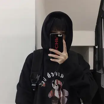 

Vintage Panda Loose Sweatshirt Female Korean Kawaii Cute Women's Sweatshirts Japanese Harajuku Ulzzang Clothing For Women