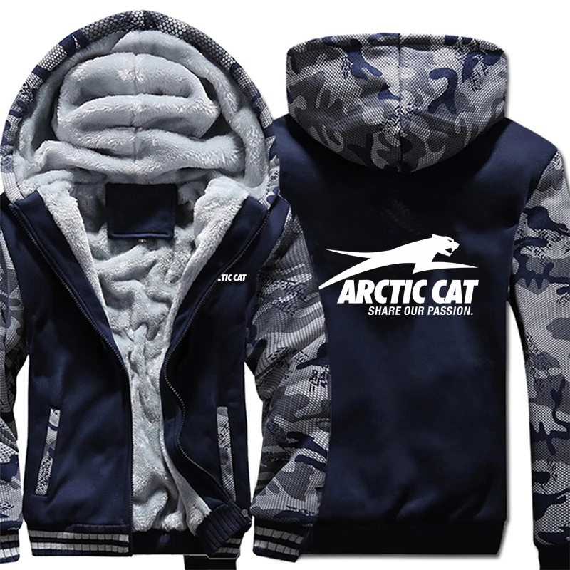 Толстовки с капюшоном с принтом "Arctic cat", зимняя камуфляжная куртка с рукавом, мужские флисовые свитшоты с изображением "Arctic Cat"
