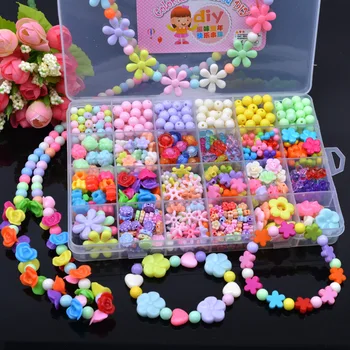 

New Year Kid's Beaded DIY Toys Bracelet Necklace Ring Pendant Headband Weaving set Gifts for Girls Handmade Christmas gift Kits