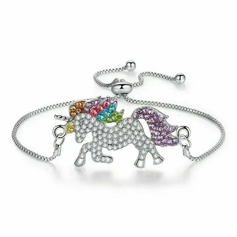 Crystal Unicorn Rings Necklace Bracelet Earrings Jewelry Set Cute Cartoon Rainbow Horse Accessories For Women Jewelry