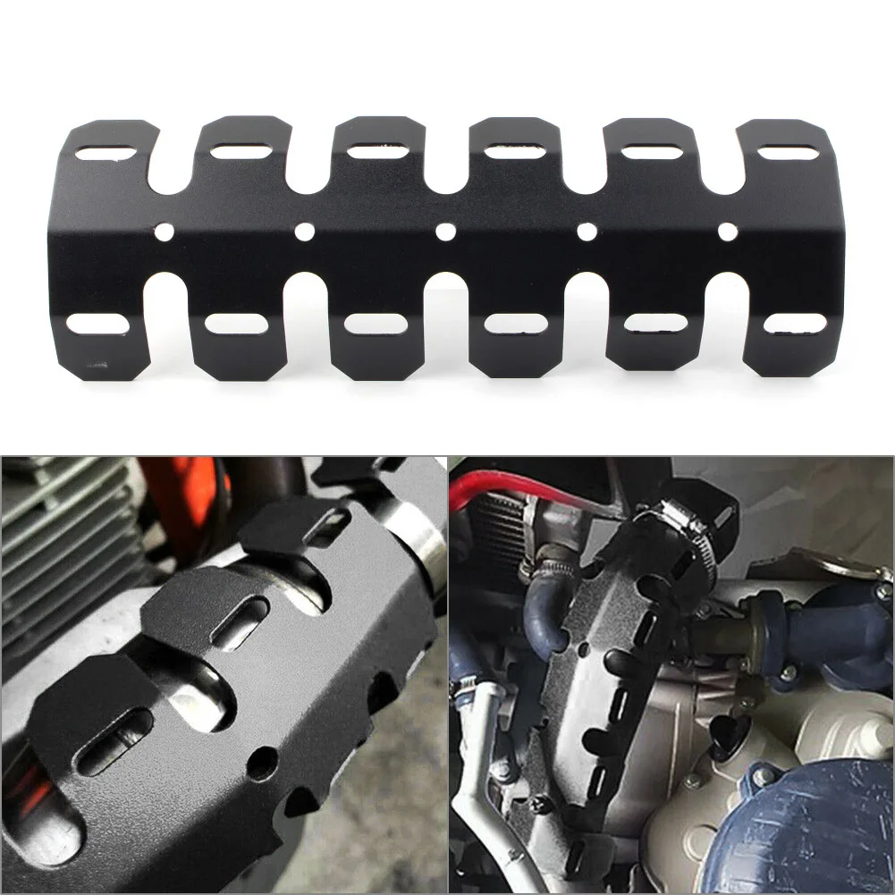 

Black Steel Motorcycle Exhaust Muffler Pipe Heat Shield Cover Heel Protective Guard Universal For Dirt Bike