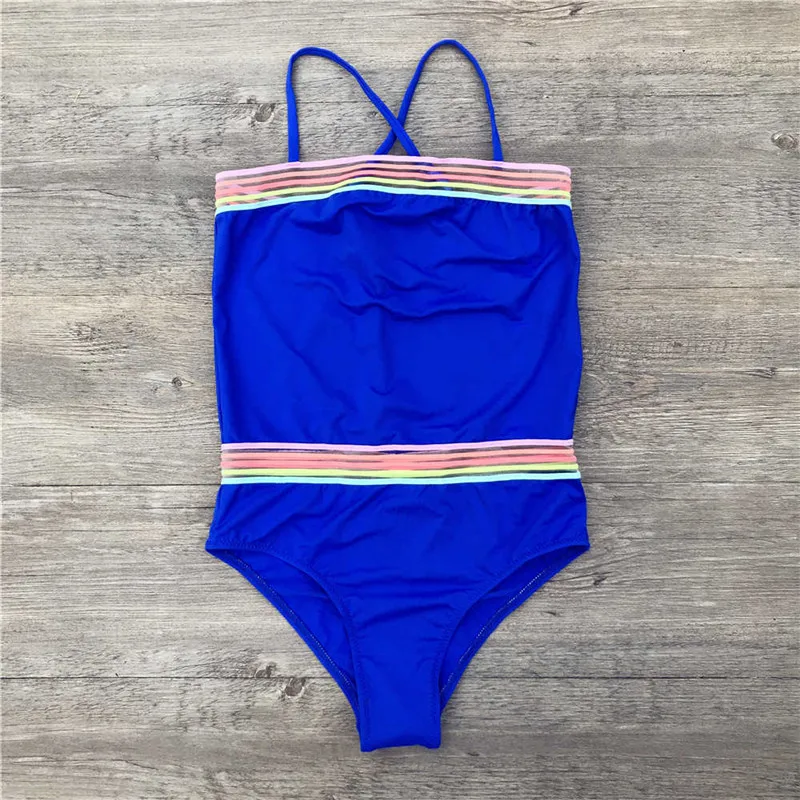 

Children Kids One Piece Swimwear Swimwsuit 2019 Smooth Touch Girls Swimsuit Swimwear Solid Lace Monokini Bathing Suit A293
