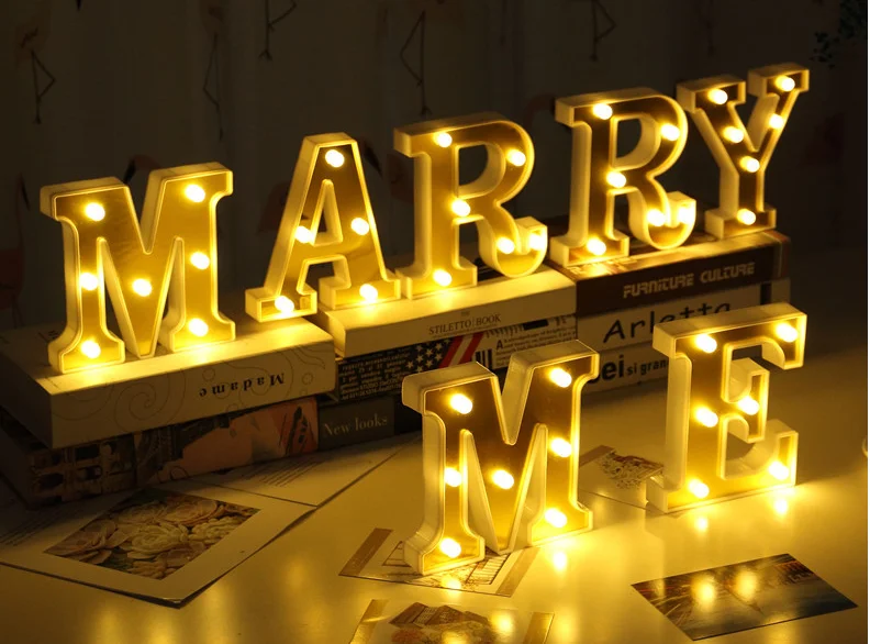 Светящийся 26 Английский алфавит светодиодный светильник с буквами Креативный светодиодный ночник на батарейках 16 см романтическое украшение для свадебной вечеринки