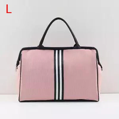 Pink L Женская сумка для путешествий на ночь и выходные, женская сумка в полоску, большая дорожная сумка, светильник для багажа, мужские складные сумки для путешествий - Цвет: Pink L