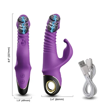 2022 Rabbit Vibrator Automatic Telescopic Rotation G-Spot Clitoris Stimulator Female Masturbation Sex Toys For Women Adults 18 6