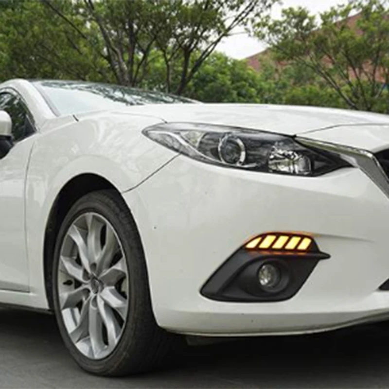 Для Mazda 3 динамический сигнал поворота реле водонепроницаемый автомобиль Drl 12 В светодиодные дневные ходовые огни противотуманные фары украшения