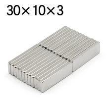 Imán de neodimio N35 superpotente, imanes permanentes, bloque NdFeB, 30x10x3, 2/5/10/20/50 Uds.