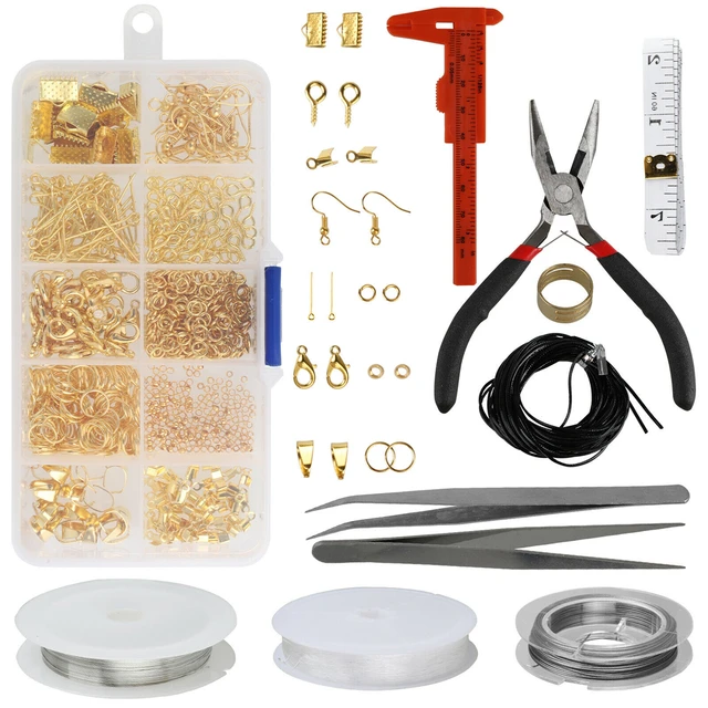 Jewelry Making Repair Kit Metal Lobster Buckle Earring Hooks Pliers Jewelry  Beading Making Tools Kit DIY Necklace Bracelet Earrings Tool