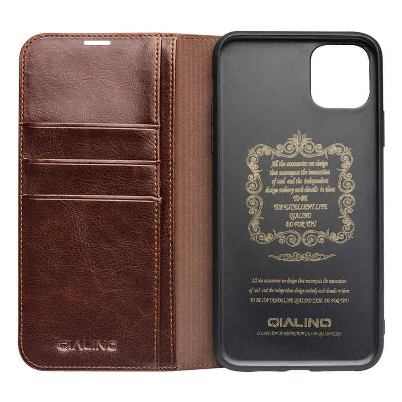 Retro Cowhide Genuine Leather Case for iPhone11 Wallet Card Bag Smart Cover Business Flip Phone Case for Apple iPhone 11 Pro Max