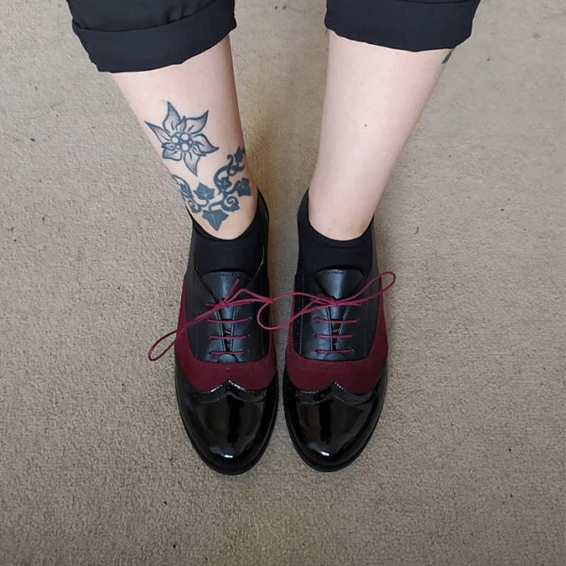 Women's Flats Oxfords Genuine Leather Sneakers Ladies Brogues Vintage Handmade Casual Shoes Woman Spring Summer