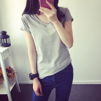 

T-shirt Pure Cotton White Tshirt Round Tee Short Sleeve