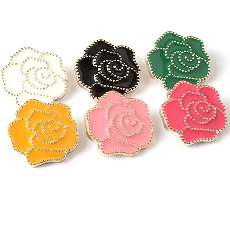 6 шт./лот черные белые розовые пуговицы пластиковые цветочные швейная одежда