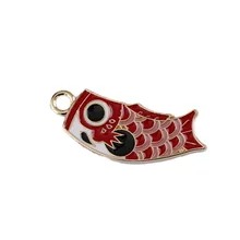 

XUQIAN Hot Selling 10pcs/bag with Cartoon Alloy Carp Koi Lucky Key Chain for DIY Earring Accessories A0140