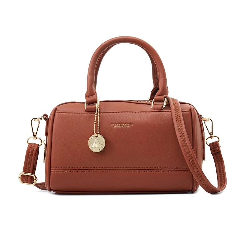 Новинка; элегантные женские сумки из натуральной кожи Для женщин Бостонская Сумка Высокое качество сумки через плечо сумки дизайнер высокое качество кожаные женские сумки; Сумки С Короткими Ручками - Цвет: Brown