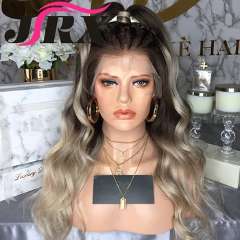 

Lace Front Human Hair Wigs Brazilian Body Wave Remy Hair Bleached Knots 150% Density Ombre Blonde Grey Color Trasparent Lace