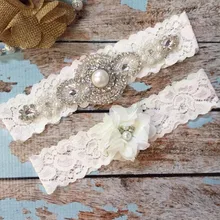 1 пара винтажных кружевных подвязок для свадьбы, подвязки, белые Стрейчевые кружева с Цветок Жемчужный шифоновый Свадебная подвязка для невесты