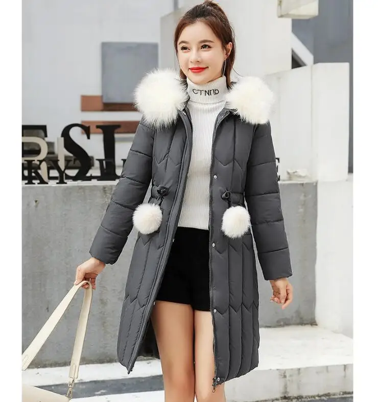 YOCALOR теплые зимние куртки женские пальто 5XL Плюс Размер Длинная парка Базовая куртка Верхняя одежда зимняя одежда капюшон с хлопковой подкладкой - Цвет: Gray