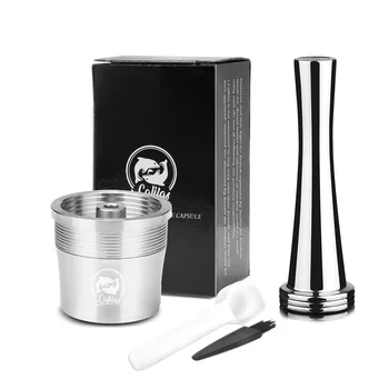 

Reusable Coffee Capsule Pod Compatible with Illy Refillable Capsules Filter Stainless Steel Metal with Spoon Tamper
