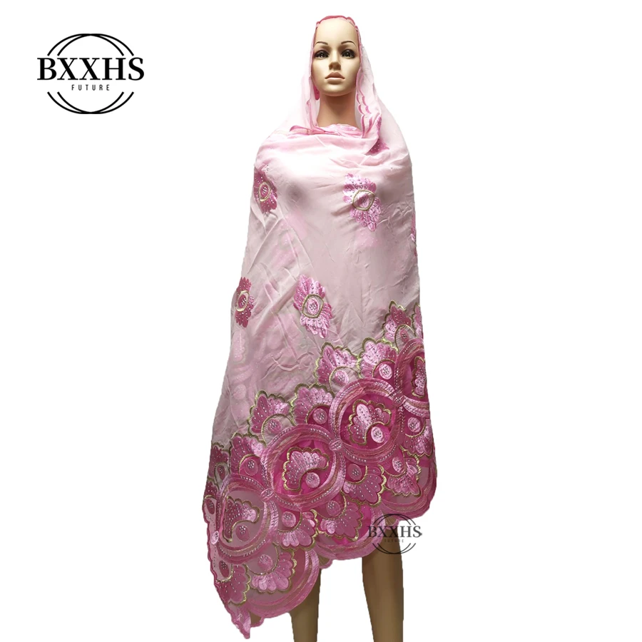 2019 красивый дизайн Африканский мусульманский женский шарф с вышивкой большой