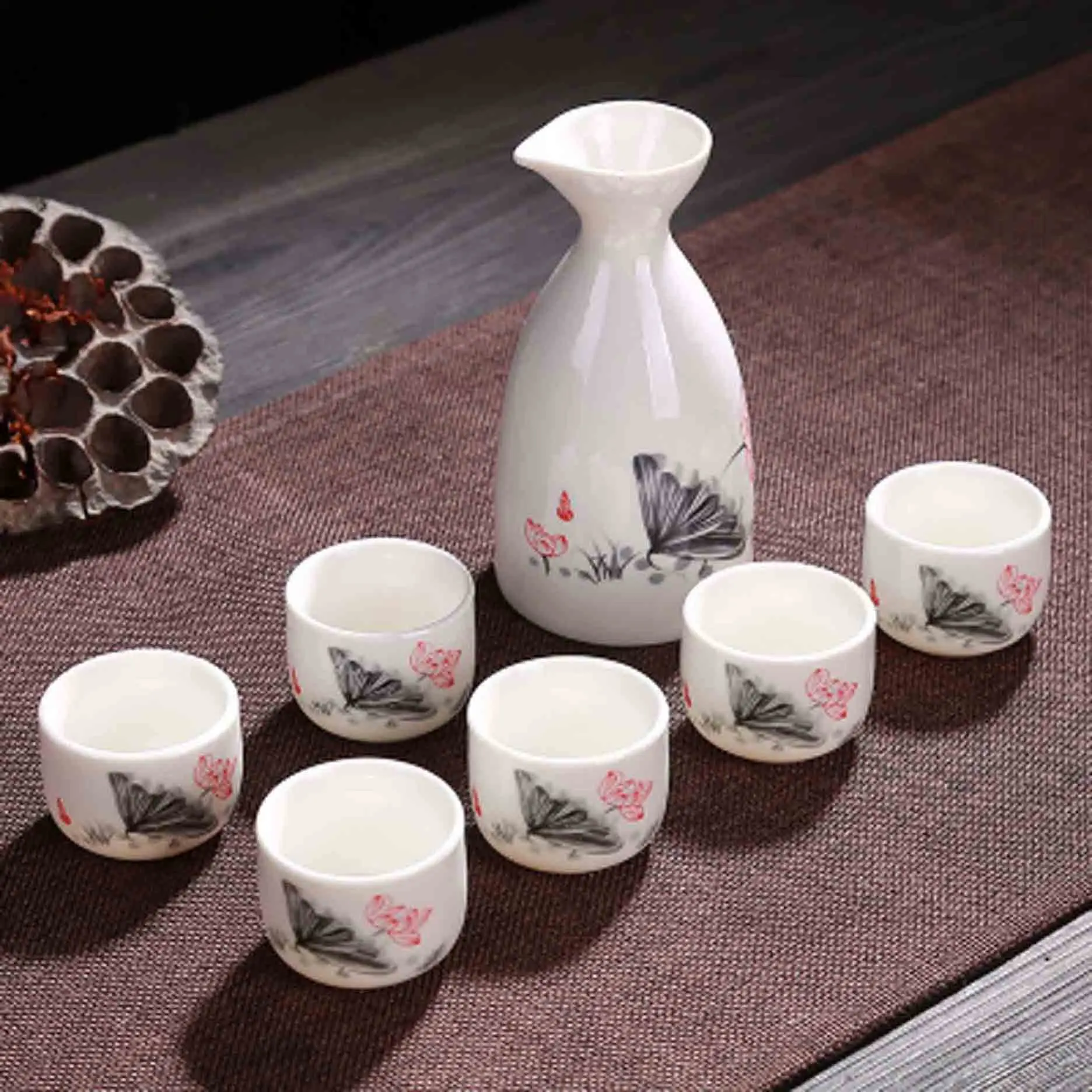 7 шт./компл. Керамика чашки для Саке набор японский Флагон емкость для ликера чашка для дома, кухни, офиса Флагон ликера посуда для напитков творческие подарки - Цвет: Style 2