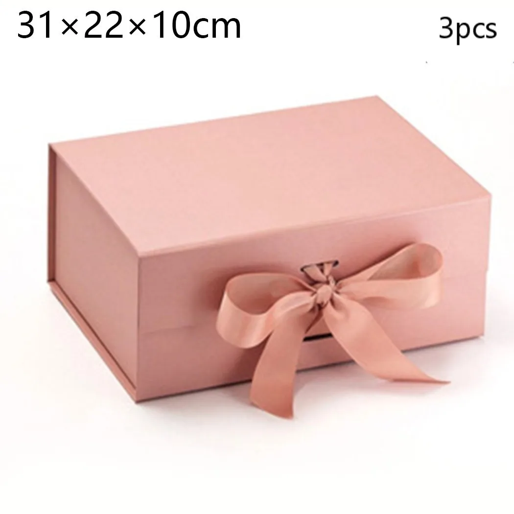 4 Size Gift Box Rigid Thick With Ribbon Magnetic Oversized Packaging Clamshell Folding Colourful Gift Boxes Bags Xmas Storage