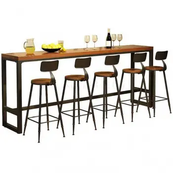 

Bar Table And Chair Combination High Foot Table Domestic American Table Solid Wood Long Bar Table Simple Modern Wall Table