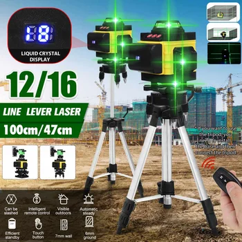 

ZEAST 12/16 Lines 4D Laser Level Self-Leveling 360 Horizontal&Vertical Floor Wall Powerful green Beam Laser levels With Tripod