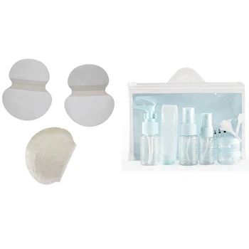 

Blue 9 PCS/Set Portable Travel Cosmetic Empty Jar Travel & 60PCS Underarm Armpit Sweat Perspiration Pads